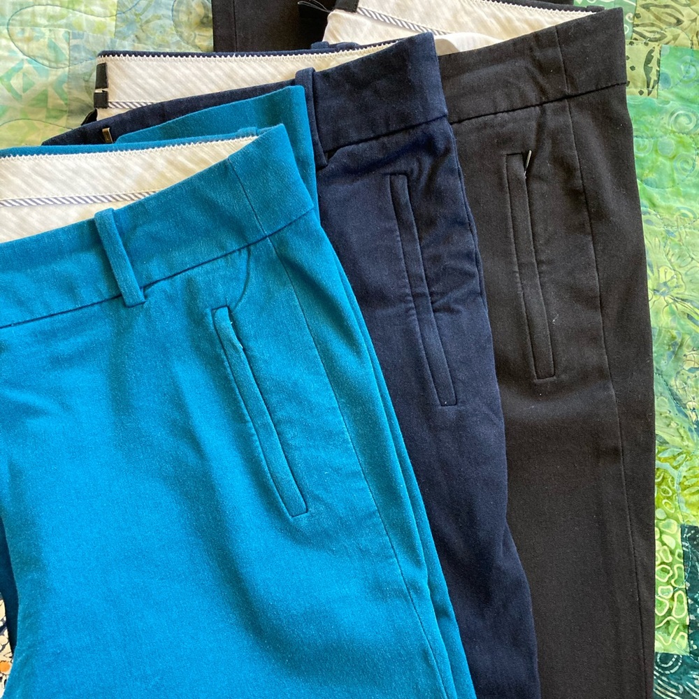 Three pairs of J.Crew Teddie capri pants sz 4